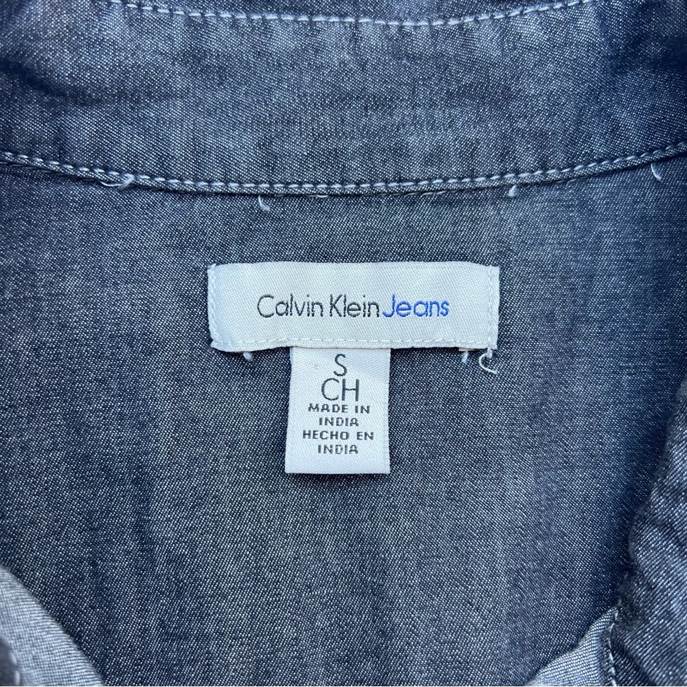 Calvin Klein Chambray Button Down Shirt - Grey - Size S - Picture 6 of 10